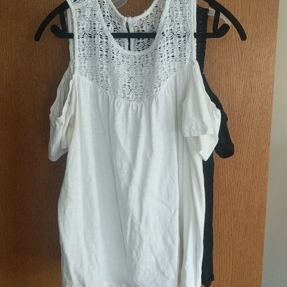 Black and White cold shoulder tops
